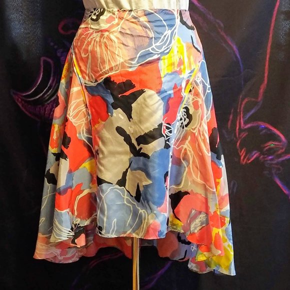 Vintage Y2K Armani Exchange Bright Floral Flowy Skirt - Picture 2 of 10